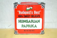 Vintage Tin Budapest's Best Hungarian Paprika Can Half Full Red Advertisement