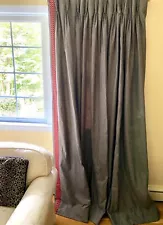 2 Custom Made Designer Fabric Heavy Lined Pinch Pleat Drapes Curtains 47x89 Trim