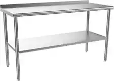 60'' x 24'' Stainless Steel Table for Prep & Work with Backsplash for Kitchen