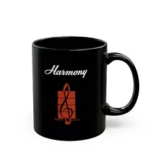 Harmony Guitar Headstock Art 11 oz Black Mug - Vintage Retro Kay Silvertone 60s