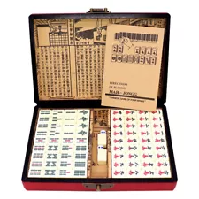 Vintage Chinese Mahjong Set Traditional 144 Tiles Mah-Jong Game Set W/ Case Box