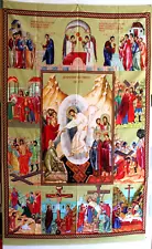 LARGE Passion of Christ Icon Tapestry Pascha Eastern Orthodox Byzantine Decor