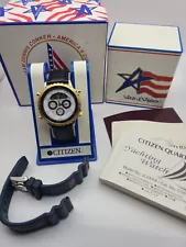 NEW VTG CITIZEN STARS AND STRIPES YACHT TIMER C050-088387 WITH BOX + MORE