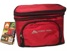 Ozark Trail 6 Can Cooler w/3 Pocket Soft Shell, Red, Shoulder Strap