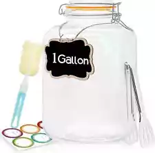 New| Glass Jar With Airtight Lid 1 Gallon Large Wide Mouth Glass Mason 128Oz