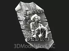 3D Model STL File for CNC Router Laser & 3D Printer Pirate Skeleton San Pedro