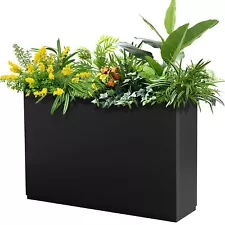 FENCY Metal Rectangular Planter Box Large Planters for Outdoor Plants, Tall P...