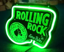 Rolling Rock Extra Pale Beer 3D Carved 14" Neon Light Lamp Sign Bar Wall Bedroom