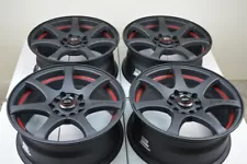 4 New DDR ZK15 17x7.5 5x100/114.3 35mm Matt Black Red Ring 17" Wheels Rims