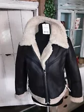 New Next Ladies Aviator Faux Sheepskin Coat/jacket Size 12 Rrp£66.