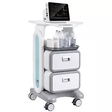 VEVOR 3 Tiers Lab Carts Mobile Medical Cart with 2 Drawers & 1 Top Tray White