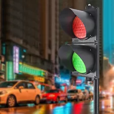 LED Traffic Signal Red/Green Lamp PC Housing IP54 Traffic Stop Light Waterproof