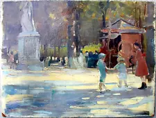 7th SUMMER SALE NOW French Oil JOHN SINGER SARGENT The Tuileries Paris 11" x 14"