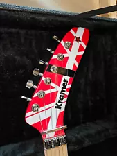 Kramer 5150-Stein Custom Made "Fantasy" Axe Red/Black/White Striped Guitar +Case