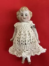 Crochet Dress for 3 1/2" Antique Dollhouse German Kestner Doll Ivory