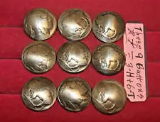 9 Real USA Buffalo Indian Head Nickel Domed Shank Coin Buttons 3/4" FREE SHIP!!