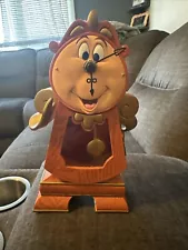 Disney Parks Beauty and the Beast Cogsworth Clock 10" Working Clock Figurine New