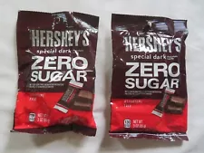 (2) Hershey's Zero Sugar Special Dark Chocolate Candy Bars Aspartame Free 3 Oz !