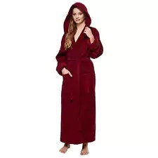 Premium Burgundy Hooded Robe for Women. Adult XL,