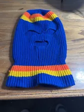 Vintage 70's 80's Ski Mask Striped Colorful Bank Robber Snowboarding Skiing Sled