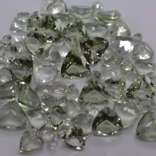 2 Piece Natural Green Amethyst 9mm Trillion Cut loose Gemstone for sale