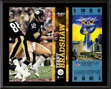 New ListingTerry Bradshaw Pittsburgh Steelers 12" x 15" SB XIV Plaque with Replica Ticket