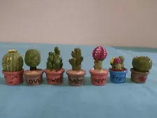 Tiny Cactus Miniature Succulent Plants Pot Dollhouse Decoration Mini AOS 7-pcs