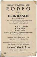 1939 flyer for a rodeo at H.H. ranch in Pedro Valley, California (San Francisco)