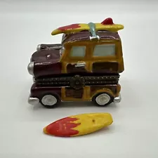 Limoge Style Trinket Box - Station Wagon with Surfboard