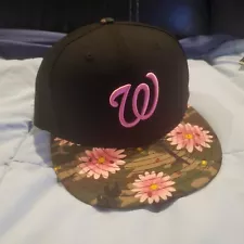 7 3/8 New Era 59Fifty MLB Washington Nationals Floral Fitted HAT cherry blossom