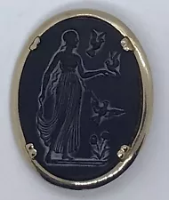 Up for Sale Is a vintage black cameo brooch in excellent condition