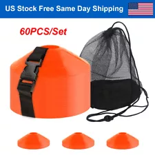 60Pcs Disc Soccer Cones Football Training Field Marking Cross Sports Aids Orange