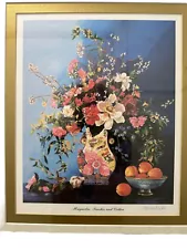 Cherrie Nute - Magnolias, Peaches & Cotton - Limited Ed Signed And Framed Print