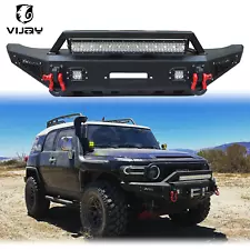 Fits 2007-2014 Toyota FJ Cruiser New Front Bumper Black W/ LED Lights & D-Rings