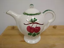 Blue Ridge Pottery Coffee Pot / Teapot Hand Painted Crab Apples, Vintage 8" Tall