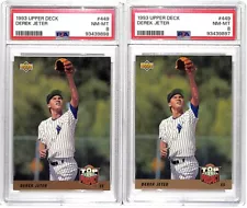 (2) Lot 1993 Upper Deck Derek Jeter Top Prospect Rookie #449 PSA 8 Yankees (B)