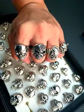 50 pcs Wholesale Mixed Lot Skull Men's Rings Biker Punk Ring