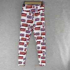 Lularoe Leggings Womens One Size British Flag Bus Print UK Red Blue Stretch Pant