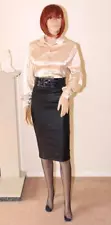 SEXY GOLD LIQUID SATIN SEQUIN ENCRUSTED SECRETARY GOVERNESS BLOUSE Size 12