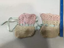 vintage pair of crochet baby doll booties slippers