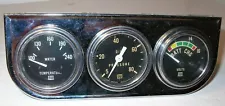 Stewart Warner SW Three Hole Gauge Gauges POD W/ Water Oil Volts Battery SeePICS