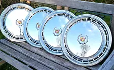 Set (4) SHINY Vintage Cadillac Fleetwood Deville OEM Wheel Covers Hubcaps -WOW!