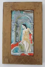 Ugo Lucerni Italian Majolica Relief Tile Giancarlo Studio "Belladonna" Framed