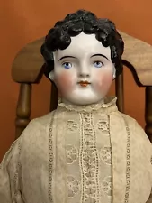 Antique 27" German ABG Dolley Madison China Head Doll Cloth Body Circu 1880s