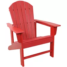 Upright HDPE Raised Outdoor Adirondack Chair - Red by Sunnydaze