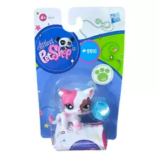 Hasbro Littlest Pet Shop #2291 Shorthair Cat Sparkle White Pink New LPS 2011