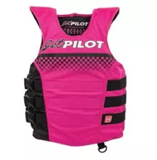 JetPilot Nylon Vintage Side Entry 3-Buckle Life Vest PFD Pink L/XL JP21212-PK-LX