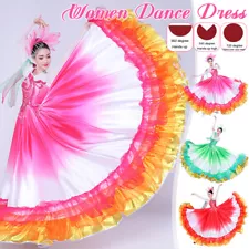 360/540/720 Degree Female Spain Flamenco Dance Performer Dresses Stage Costume