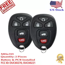 2 For Chevy Impala 06 2007 2008 2009 2010 2011 2012 2013 Remote Control Key Fob