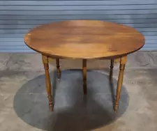 Bench Made Round Maple & Tiger Maple Dining Table 3 leaves M. Brown of Vermont